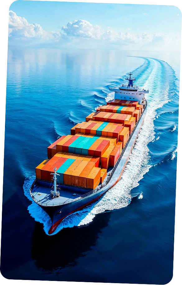 Cargo ship carrying containers at sea